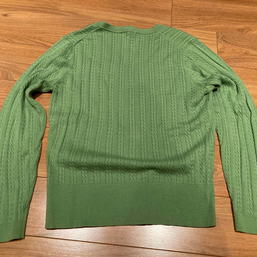 Tommy Hilfiger Women’s Kelly Green Sweater XL Like New V-Neck Cableknit - Picture 4 of 7